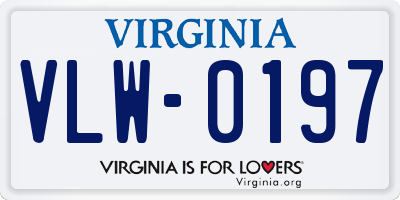 VA license plate VLW0197