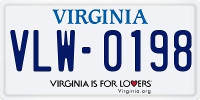 VA license plate VLW0198