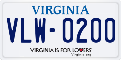 VA license plate VLW0200