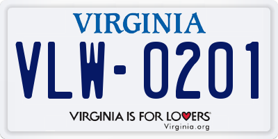 VA license plate VLW0201