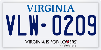 VA license plate VLW0209