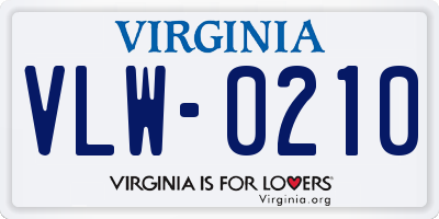 VA license plate VLW0210