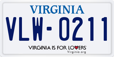 VA license plate VLW0211