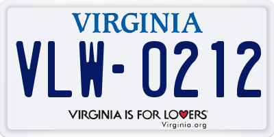 VA license plate VLW0212