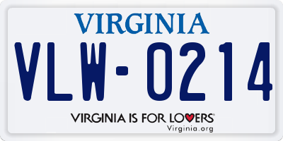 VA license plate VLW0214