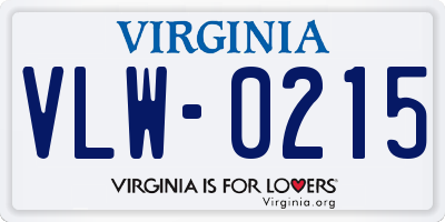 VA license plate VLW0215