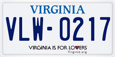 VA license plate VLW0217