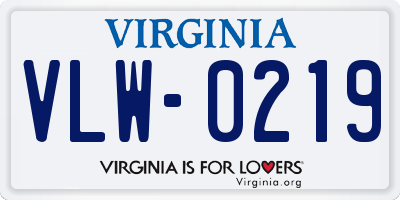 VA license plate VLW0219