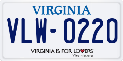 VA license plate VLW0220