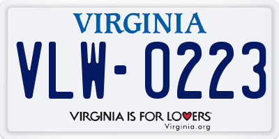 VA license plate VLW0223