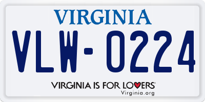 VA license plate VLW0224