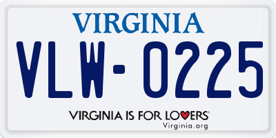 VA license plate VLW0225