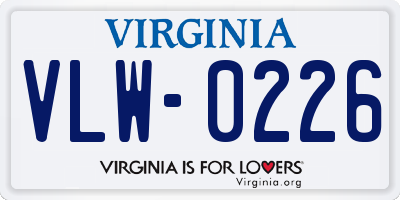 VA license plate VLW0226