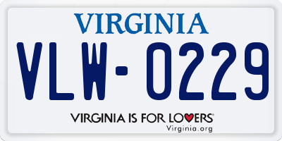 VA license plate VLW0229