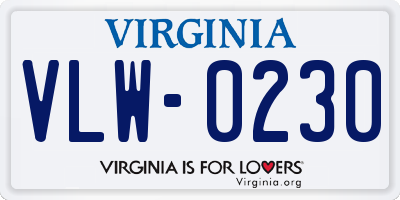 VA license plate VLW0230