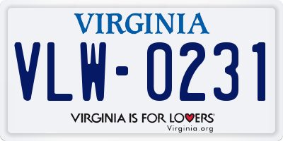 VA license plate VLW0231