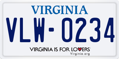 VA license plate VLW0234