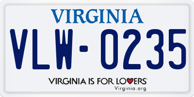 VA license plate VLW0235