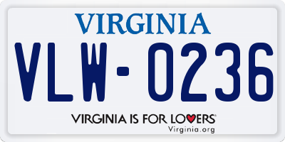 VA license plate VLW0236