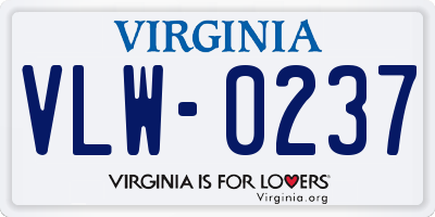 VA license plate VLW0237