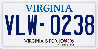 VA license plate VLW0238