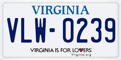 VA license plate VLW0239