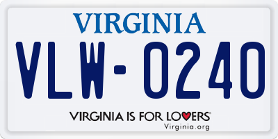 VA license plate VLW0240