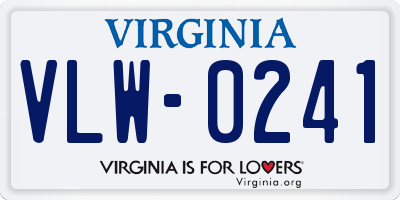 VA license plate VLW0241