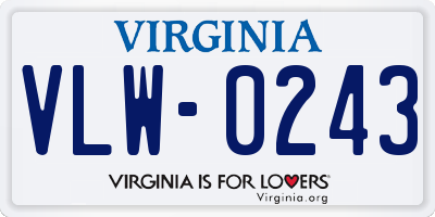 VA license plate VLW0243