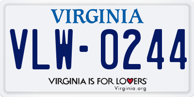 VA license plate VLW0244