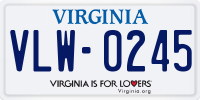 VA license plate VLW0245