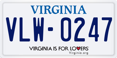 VA license plate VLW0247