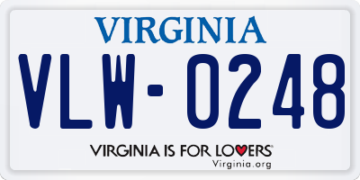 VA license plate VLW0248