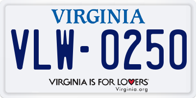 VA license plate VLW0250