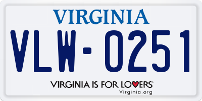 VA license plate VLW0251