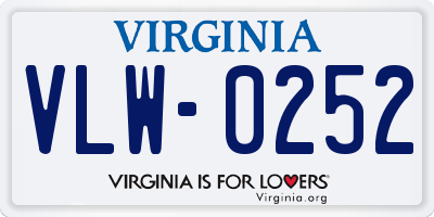 VA license plate VLW0252