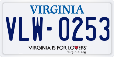 VA license plate VLW0253