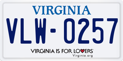 VA license plate VLW0257