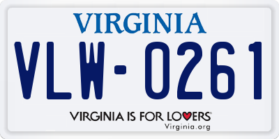 VA license plate VLW0261