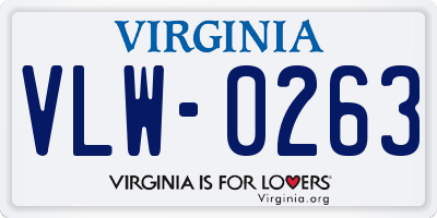 VA license plate VLW0263