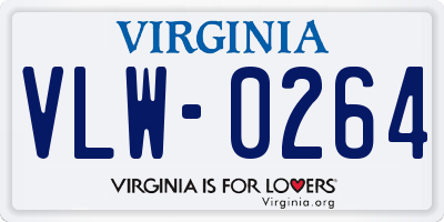 VA license plate VLW0264