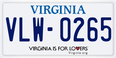 VA license plate VLW0265