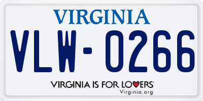 VA license plate VLW0266