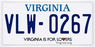 VA license plate VLW0267