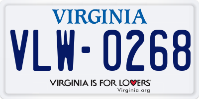 VA license plate VLW0268