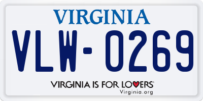 VA license plate VLW0269