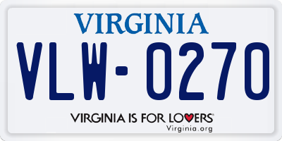 VA license plate VLW0270