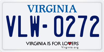 VA license plate VLW0272