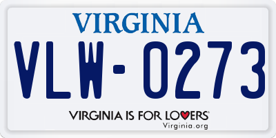 VA license plate VLW0273