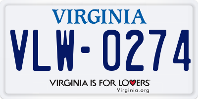 VA license plate VLW0274